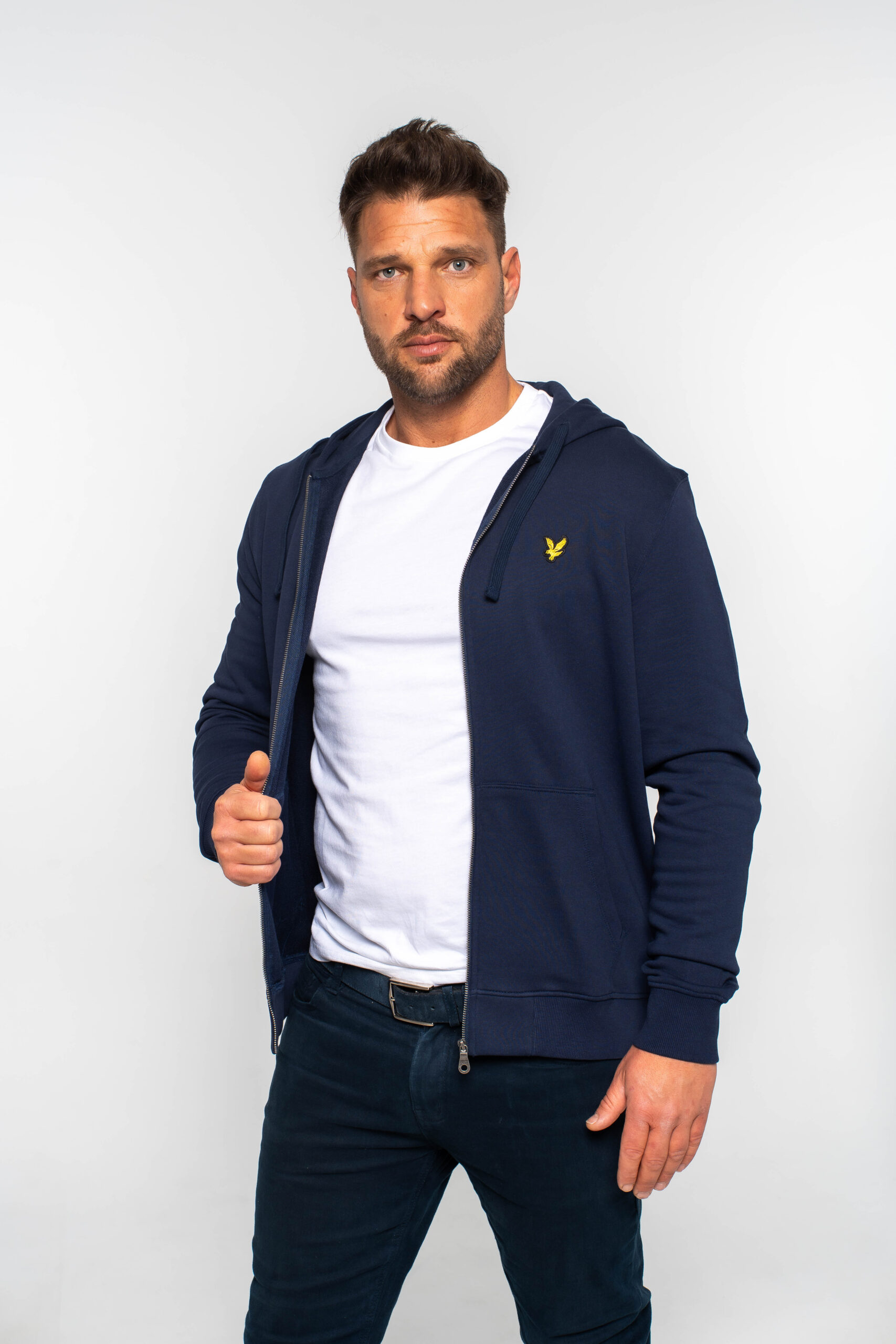 Zip Through Hoodie Navy (z99) - Kép 2