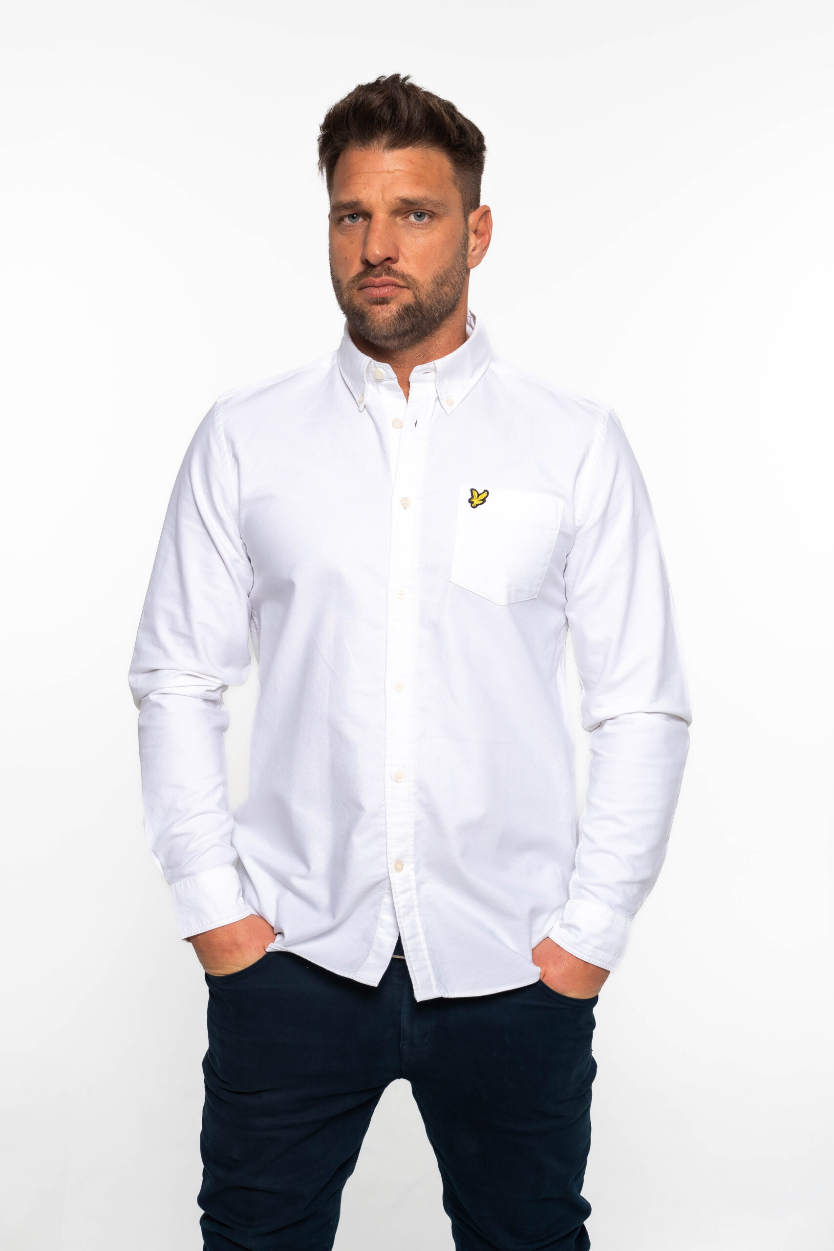 Linen Blend Oxford Shirt White (626)