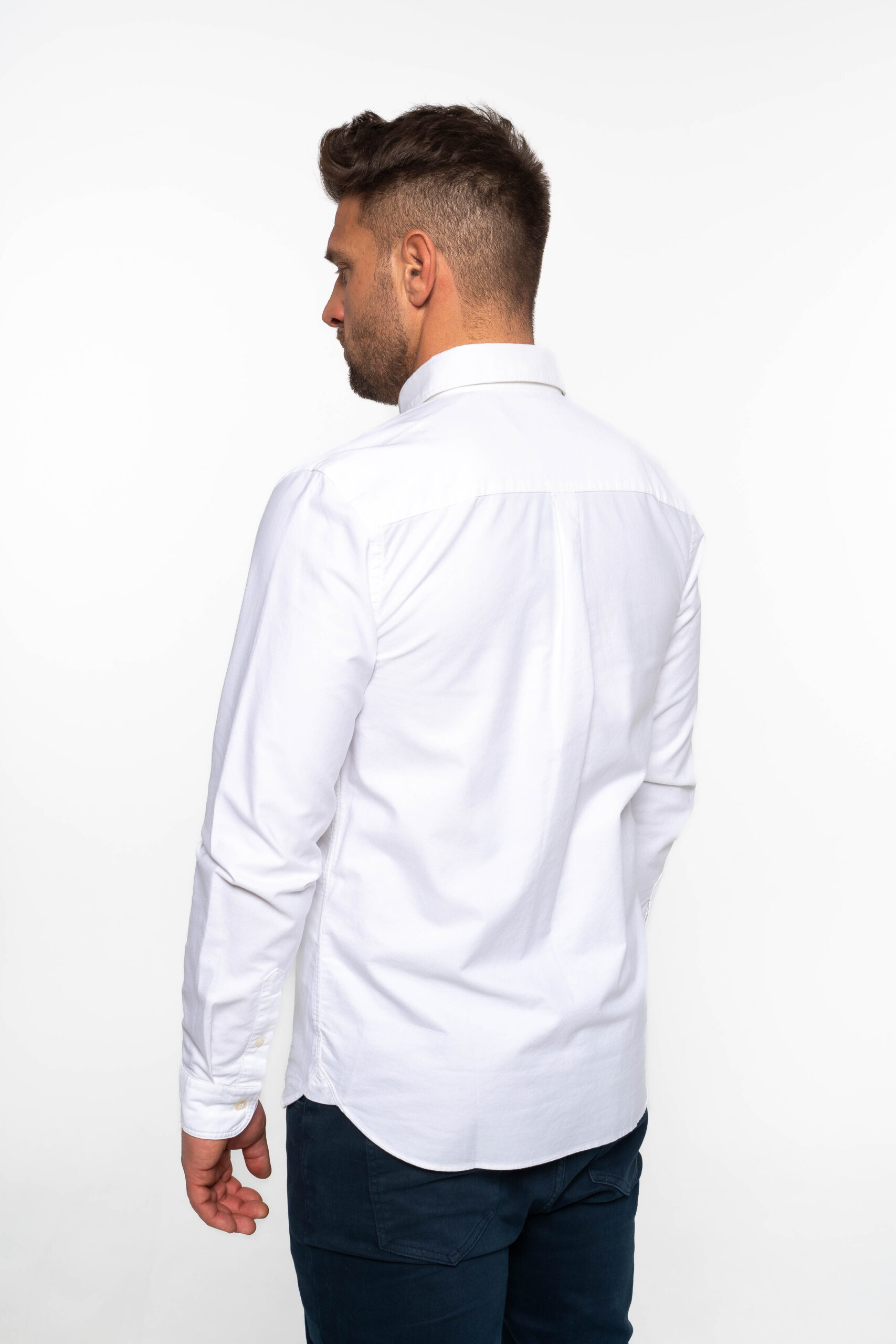 Linen Blend Oxford Shirt White (626) - Image 3
