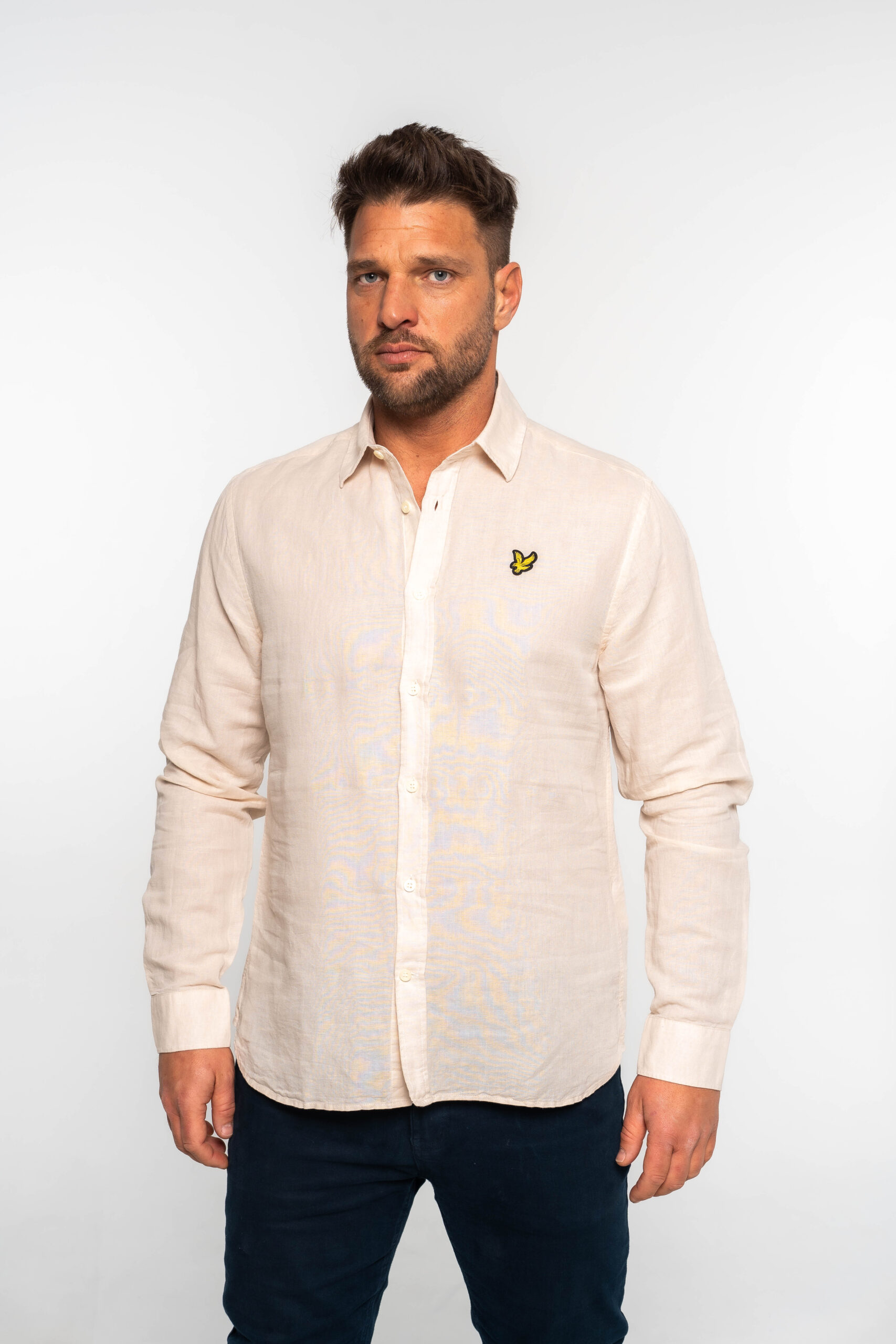 Long Sleeve Linen Blend Shirt Cove (w870)